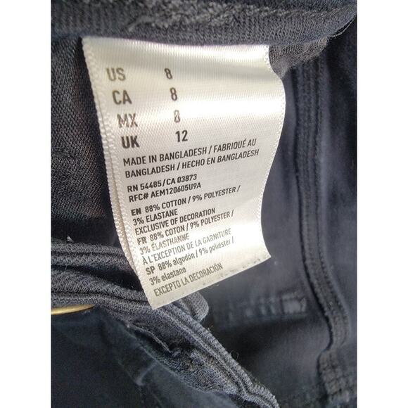 AMERICAN EAGLE Midi Jean Shorts Womens SZ 8 Stretch Festival Beachy Summer Black - Picture 4 of 6